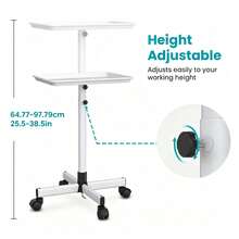 Aluminum Salon Tray On Wheels For Salon Essentials, Adjustable Height Provides Ample Storage For Hairstylist Tray, Tattoo Tray And Clinic Tray Use - White - View 3