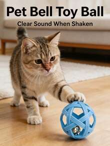 Openwork Bell Ball For Cats And Dogs – Cat And Dog Toy Bell Ball – TPR Bite-Resistant, Sound-Making Pet Bell Toy Ball - Multicolor - View 1