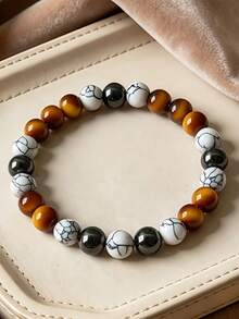 YAUKIA 1pc Fashion Women'S Tiger Eye'S Rich Bracelet, Howlite, Brings ...