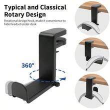 Under Desk Headphone Holder With Storage Tray, Desktop Clamp Headphone Hook, No-Drill Headphone Rack, Suitable For Gaming Office Computer Desk Home Storage - A - View 9