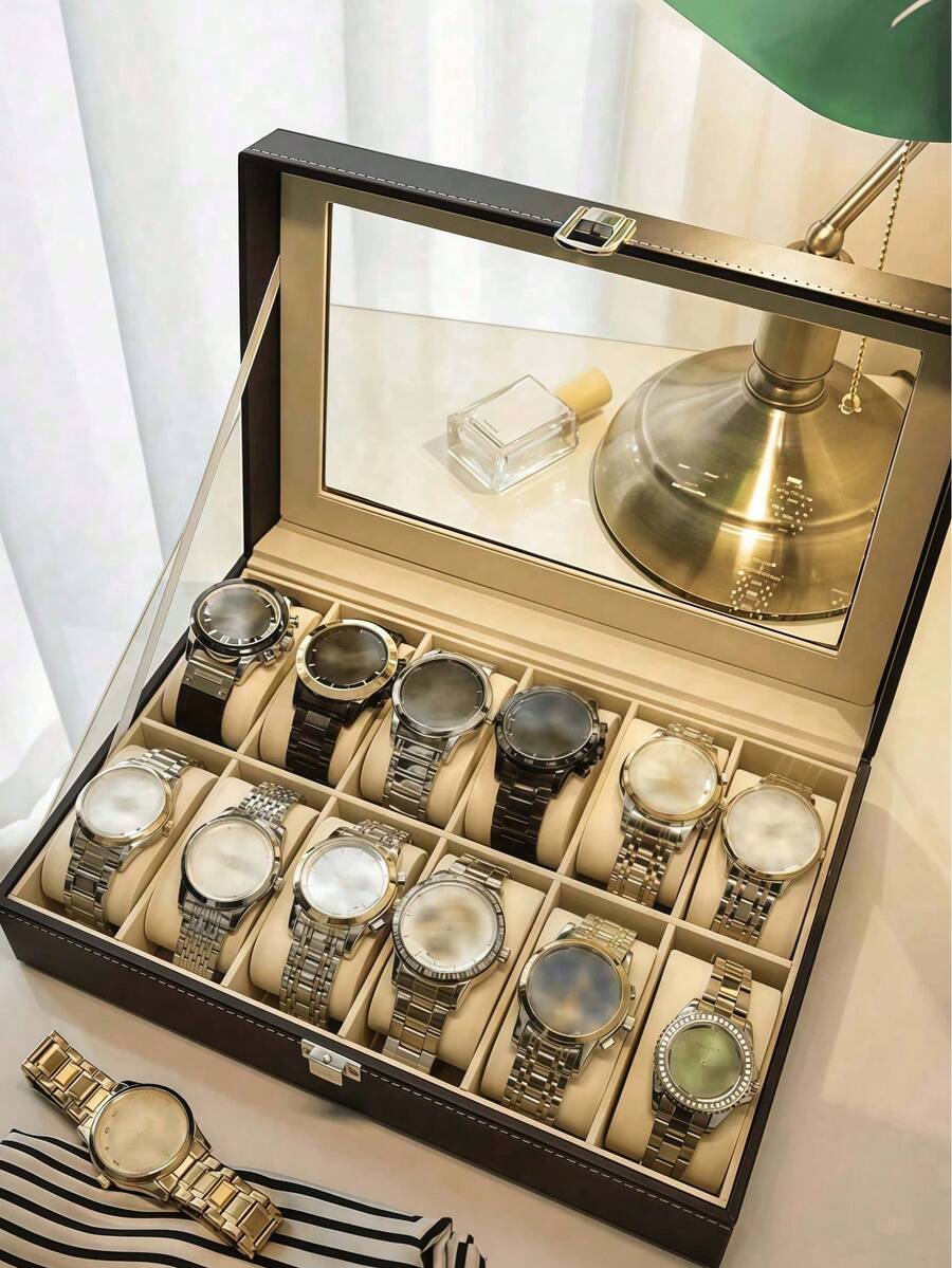 1pc Premium Watch Box, 3/6/12 Slots Watch Box, Watch Storage Box Jewelry Storage Box, Watch Display Box, Men's Women's Watch Box