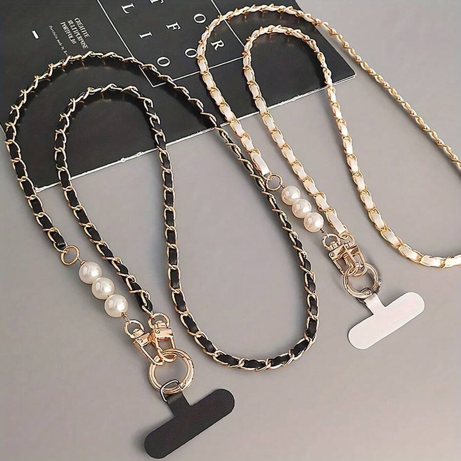Universal Mobile Phone Lanyard, Featuring A Long-Neck And Shoulder Strap Design, Specially Designed For Women, Equipped With A Pearl Picking - Multicolor - View 1