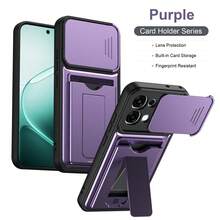 Kompatibel dengan Casing Ponsel Oppo A6 Pro/F31 5G, Casing Ponsel dengan Slot Kartu dan Penyangga, Dilengkapi Lensa Kamera Geser dan Penyangga. - Purple - View 9