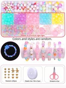 Buntes Perlen-Set mit Pentagramm-Spacer-Perlen, handgefertigtes DIY-Perlen-Armband-, Ohrring- und Halsketten-Set, geeignet für Schmuckherstellung, Feiertagsgeschenk für Familie, Freunde, Mitschüler, Lehrer [zufällige Farbe und Stil] - Verschiedenfarbig - Übersicht 11