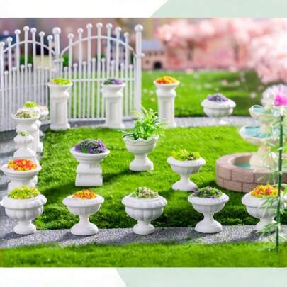 4/8 stuks mini bloempot plantendecoratieset, kunstplantmodel, geschikt voor poppenhuis en feeëntuin, creatieve Europese stijl DIY landschapsdecoratieaccessoires, geschikt voor tuin, terras, buitentuin en binnenruimte