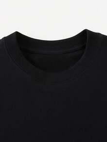 Cotton T-Shirt With Unique Teardrop Print - Casual, Breathable &Amp; Machine Washable For Summer - 黑色 - 查看 3