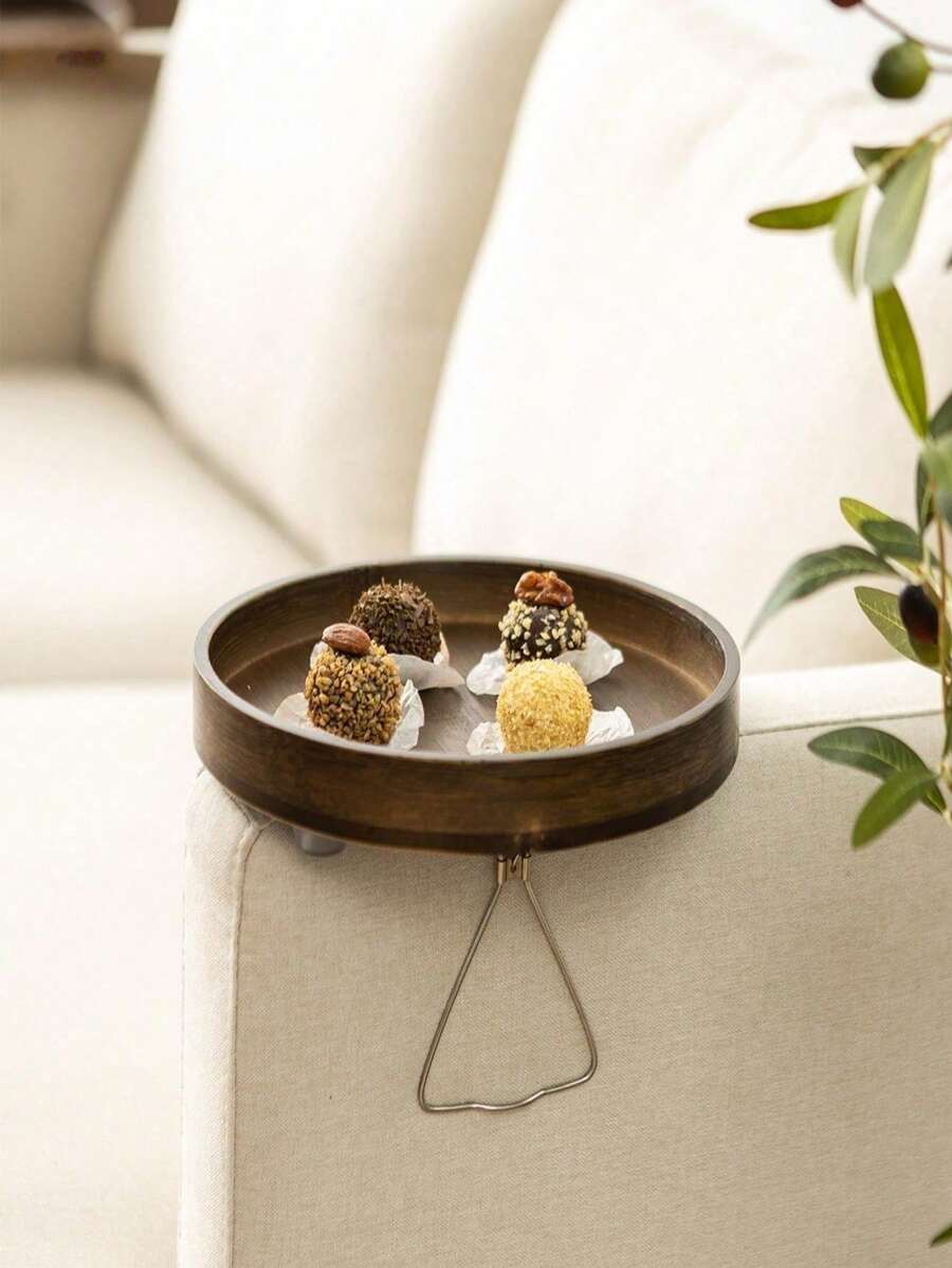 Madebyblanc 多用途竹制沙发托盘,用于遥控器、零食和饮料的储存,家用竹制储物托盘 - 查看 1