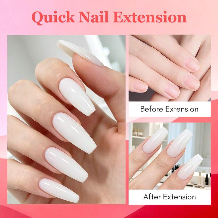 7PCS/Set 15ml Poly Extension Gel Set Nail Art Polygels Kit Clear White Pink Color Nail UV Gel Tip Form Acrylic Nail Gel Slice Brush Kit With 20pcs Nail Extension Molds Nails - Multicolor - View 9