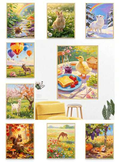 Grassland, Snow, And Forest Animal Series DIY Oil Painting By Numbers Painting Canvas, Easy Acrylic Paint Set With Brushes And Paints Crafts Adult Home Decoration 40x50cm/16x20inch Holiday Gifts Frameless