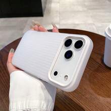 適用於 iPhone 17/17 Pro/17 Pro Max/16/15/14/13/12/11 系列手機殼，1件 Ins 風 2合1 磨砂波浪殼，全包防摔保護手機殼，17 Pro Max Apple 手機殼，時尚防摔全包手機殼 - 白色 - 查看 2
