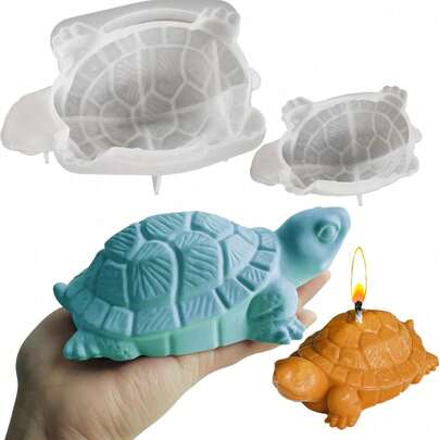 SILIKE LUFEI 2pcs Set DIY 3D Turtle Silicone Mold, Large And Small Turtle Aromatherapy Plaster Candle Ornament Mold, Multi-Purpose DIY Handmade Mold, Suitable For Resin, Plaster, Clay, Aromatherapy Candle Making, Easy Demolding, Home Decor Handmade Mold