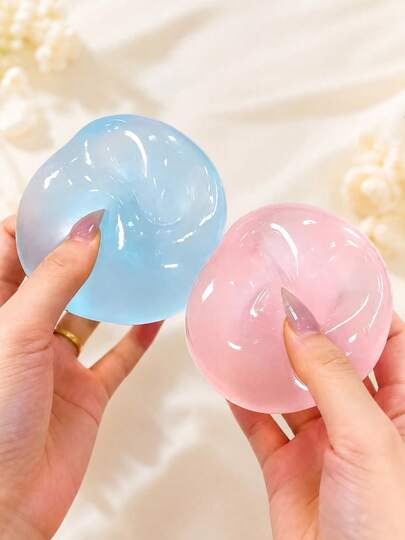 Minimalist Clear Coconut Oil Round Stress Relief Squishy, Soft Fluffy Squishy-Plush, Slow-Rebound Smooth Odorless Squishes, Elastic Non-Sticky Stretchable Durable Squishy, Unique Souvenir Squeeze Gift For Teen Best Friends Holiday