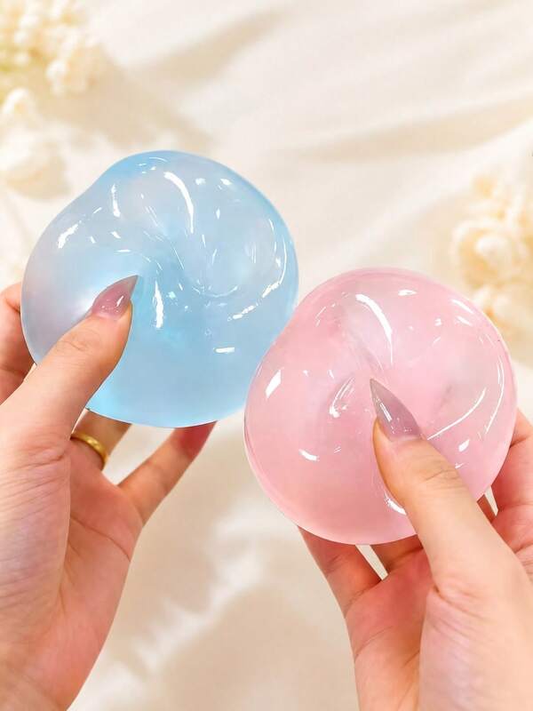 Minimalist Clear Coconut Oil Round Stress Relief Squishy, Soft Fluffy Squishy-Plush, Slow-Rebound Smooth Odorless Squishes, Elastic Non-Sticky Stretchable Durable Squishy, Unique Souvenir Squeeze Gift For Teen Best Friends Holiday