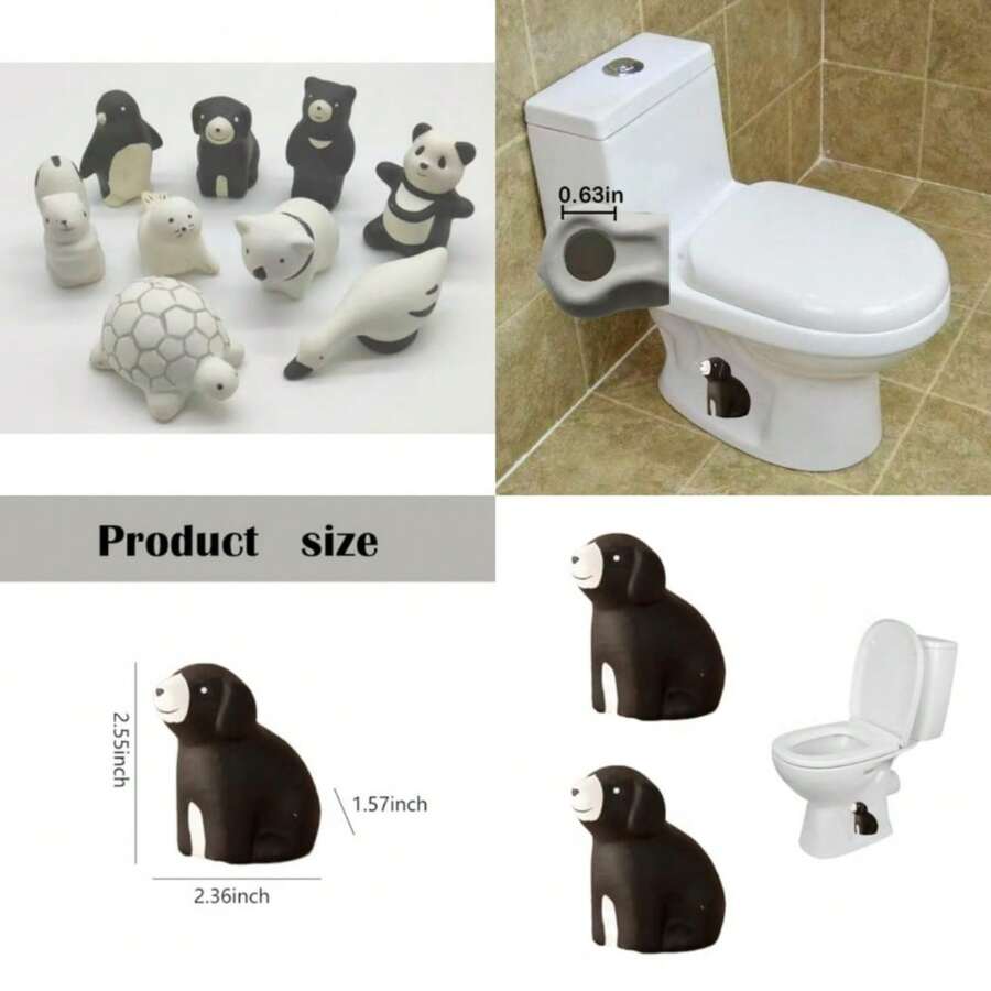 2 Pcs Ceramic Toilet Floor Bolt Caps, Animal Toilet Bolt Covers Decorative, Decorative Bathroom Toilet Bolt, Toilet Bolt Cover For Bottom Easy Installation - Dog - View 1