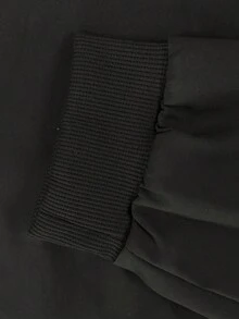 1pc Outdoor Sports Casual Stand Collar Baseball Jacket, Solid Color Zipper Jacket, Regular Fit Black - Black - View 7