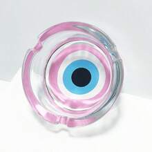 Creative Pink Pattern Glass Ashtray, 3.34 Inch Round Ashtray, Mini Decorative Home Ornament Ashtray. Gift For Friends - Colorful - View 4