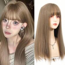 60cm Long Straight Synthetic Wig With Air Bangs Multicolor Hair Wig For Women Anime Cosplay Halloween Party Y2K Japanese Style - Multicolor - View 14