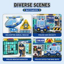 40pcs Portable Police Theme Magnetic Window Stickers Set, STEM Education Magnetic Building Blocks, Creative Road Scene Construction Toy, Suitable For Children 3 Years Old And Above Magnetic Blocks Learning Toy, Holiday And Birthday Gift - Multicolor - View 5