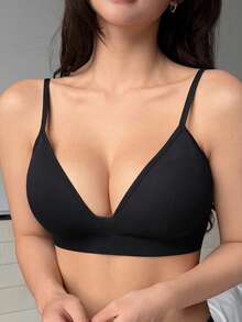 DAZY Seamless Knit Wireless Padded Supportive Sports Bra - Black - View 5