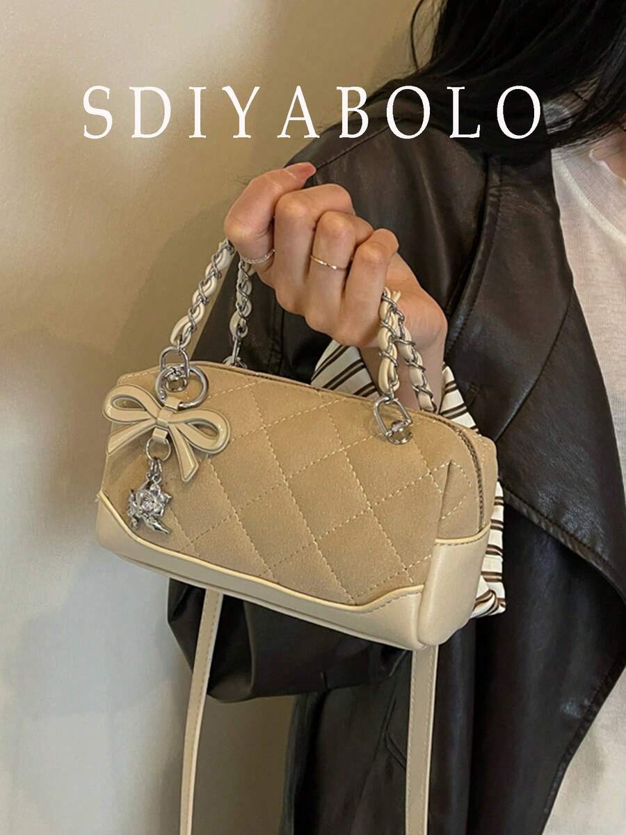 Women's New Spring Fashion Quilted Chain Handbag, Small Square Crossbody Bag, Versatile