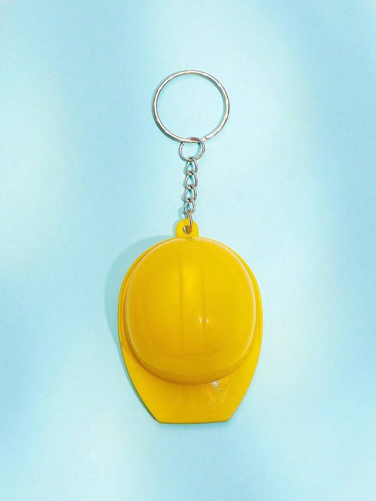1個/5個 中性安全帽造型黃色與白色工作通勤工地鑰匙圈包包背包吊飾，可作為禮物送給家人、父親、愛人、兄弟，父親節禮物 - 彩色 - 查看 2
