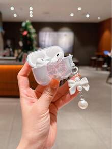 Kotak Pelindung Earphone Bluetooth Motif Pita Lucu | Desain Cangkang Lembut Transparan dengan Hiasan Pita Mutiara | Modis dan Tahan Guncangan | Cocok untuk Pro 2/3/4 | Hadiah Ulang Tahun Ideal untuk Remaja dan Perempuan | Tahan Debu dan Jatuh, Kotak Penyimpanan Earphone yang Penting - MultiWarna - View 2