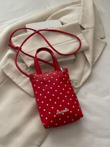 Autumn/Winter Polka Dot Print Phone Wallet, With Heart Pendant, Fashion Crossbody Bag, Cute Sweet Y2K, Suitable For Daily, School - Multicolor - View 19