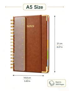 A5 Spiral Notebook (Includes Ruler) - Hard Cover, 100gsm Thick Paper, Vintage Style, Lined Pages, Pink Faux Leather Cover; Suitable For Work, Academic Planning (Elementary, Middle And University Levels), Daily Notes And Journaling. - Multicolor - View 17