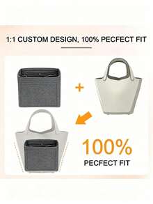 Organizador de bolso de fieltro compatible con Picotin 22 18, bolsa interior de gran capacidad y alta calidad - Gris Claro - Ver 2