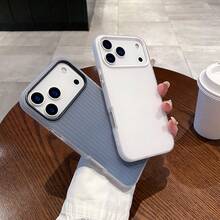適用於 iPhone 17/17 Pro/17 Pro Max/16/15/14/13/12/11 系列手機殼，1件 Ins 風 2合1 磨砂波浪殼，全包防摔保護手機殼，17 Pro Max Apple 手機殼，時尚防摔全包手機殼 - 白色 - 查看 4