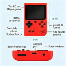 Videogame Console De Jogo Portátil HD 3.0" +500 Jogos Retro 1 Jogadore Conecta TV - Visão 9