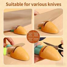 Mini Ceramic Kitchen Knife Sharpener, Cute Tomato & Carrot Shaped Multifunctional Portable Sharpening Tool - Multicolor - View 2