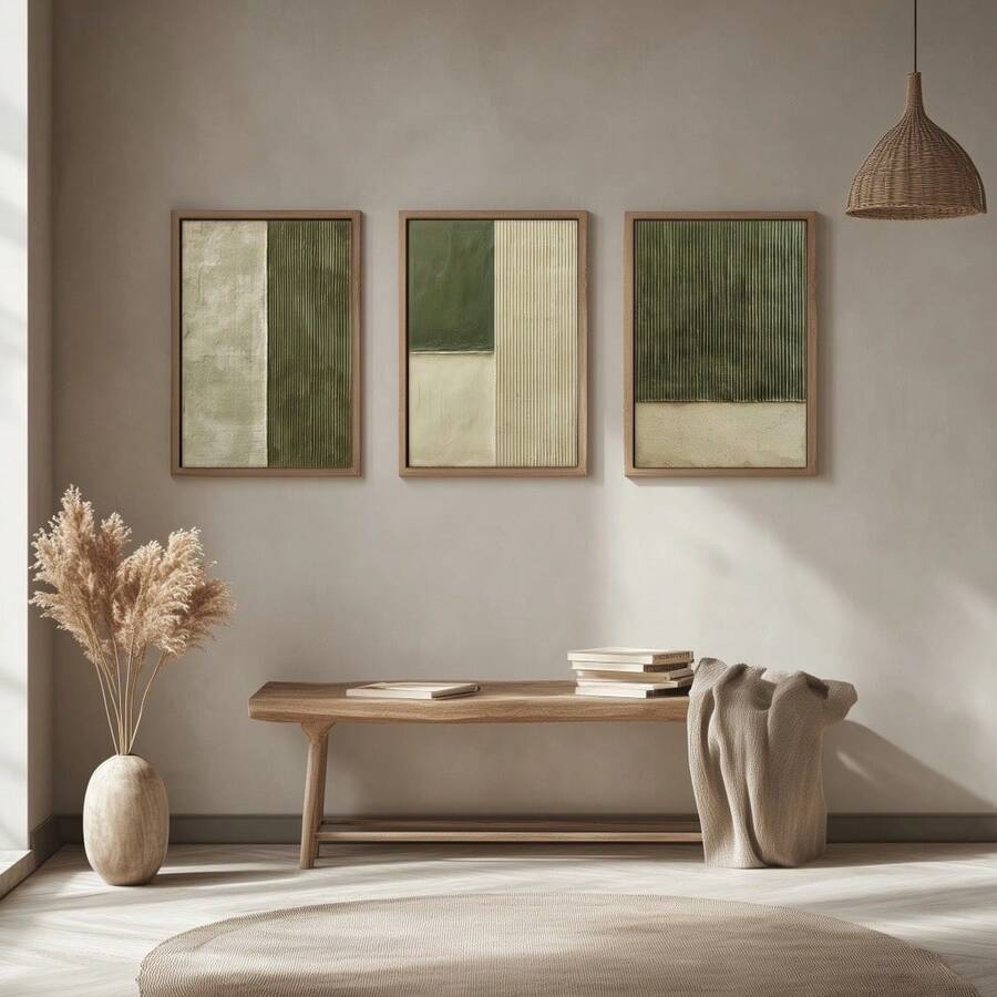 3er Set Leinwand Wandkunst Drucke, gerahmte Kunstwerke für individuellen Heim- und Bürostil, grüne abstrakte Poster für den Raum, grüne Textur Kunst, Heim- und Wohnheim Wanddekoration, Raumdekoration Ästhetik, Heimdekoration, Raumdekoration, optionaler Rahmen.