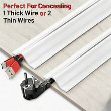 Saluran Kabel Lantai PVC 1/3 Meter, Penutup Kabel Lantai Lunak, Penyembunyi Kabel, Pelindung Manajemen Kabel Lantai, Dapat Dipotong, Isolasi Tahan Api, Perekat Kuat - A - View 2