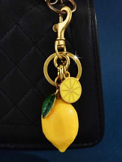 Porte-clés INS Pendentif de Sac Fruit Citron Simulé breloque de Clé de Voiture Cadeau de la Saint-Valentin
