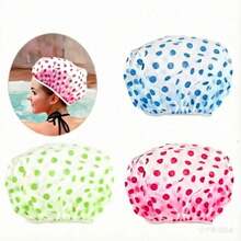 6 buah Topi Mandi Ekstra Besar Tebal dengan Motif Cetak yang Dapat Diatur, Dapat Digunakan Kembali dengan Karet Elastis, Cocok untuk Penggunaan di SPA dan Salon Rambut Wanita - A - View 1