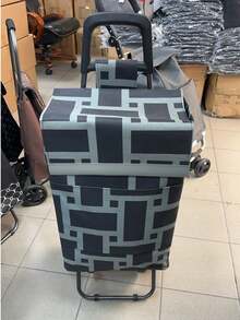 43L Large Capacity 4-Wheel Shopping Cart, Push & Pull Dual Mode, 25KG Heavy Duty, Lightweight Black Steel Frame, Random Color - Multicolor - View 6