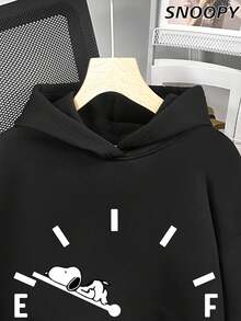 Áo hoodie nữ kiểu casual in Snoopy hoạt hình dễ thương Patience Snoopy Clock-B - màu đen - Xem 4