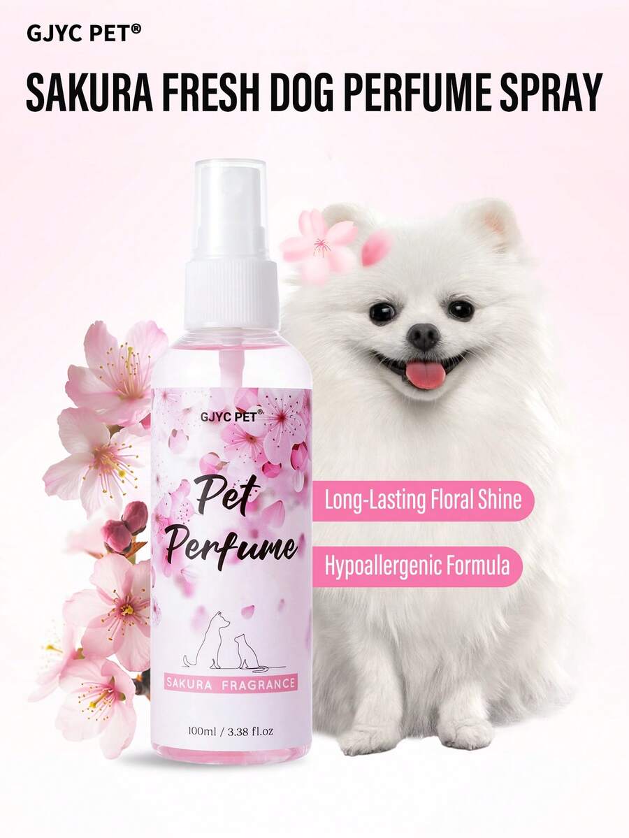GJYC PET 寵物香水噴霧適用於狗和貓 – 持久櫻花香氣,除臭 & 清新,無酒精配方 – 3.38 液盎司 - 彩色 - 查看 1