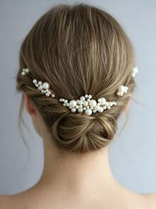 5 Packs Faux Pearl Bead Simple And Fashionable Hair Comb And Hairpin Combination, Daily Hair Decoration, Wedding, Party Hair Accessories - Gold - View 1