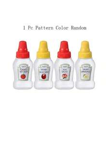 P1/ 4/8pcs Botol Saus Mini Portabel, Dispenser Saus Salad dan Saus Tomat, Botol Plastik Peras, Wadah Bumbu, Pola & Warna Acak - MultiWarna - View 10