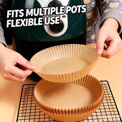 100/50pcs Disposable Square And Round Air Fryer Baking Paper, Non-Stick Cooking Parchment Paper, Kitchen Supplies, Outdoor BBQ, Air Fryer Liners, Air Fryer Paper, Air Fryer, Back To School Supplies, Storage Containers, Kitchen, Home Goods
