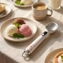 Electric Heated Ice Cream Scoop With LED Display - White - View 2