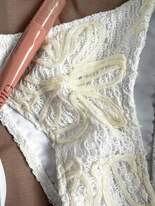 Bikinx 女款夏季時尚不對稱條紋三角繫帶比基尼套裝 - 白色 - 查看 3