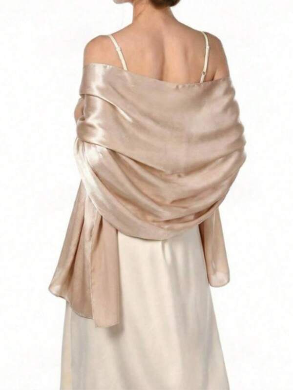 1pc Women's Bohemian Style Classic Solid Color Textured Crinkled Satin Scarf, Casual Autumn Shawl Sun Protection Headscarf, Suitable For Daily Use
