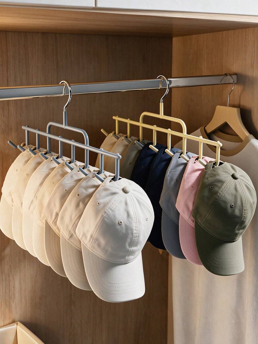 8-Cap Capacity Hat Storage Rack, Multi-Function Hat Hanging Rack, Dorm Closet Storage Hook, Suitable For Hats, Ties, Belts, Scarves, Multi-Function Wall-Mounted Hat Display Rack, Towel Storage Rack, Portable Travel Hook, Suitable For Home, Campus, Hotel - Multicolor - View 1