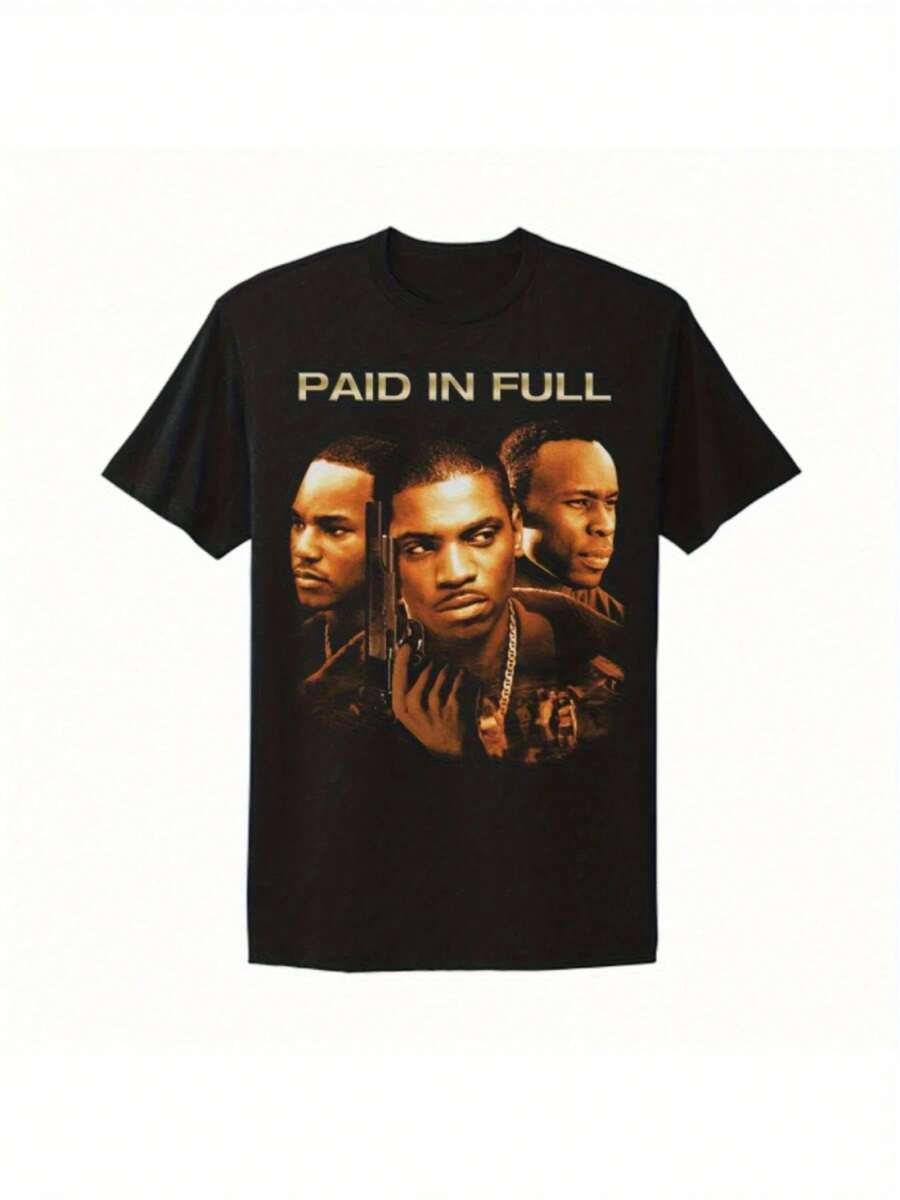 T-Shirt With Retro Designs Of Classic Movies From The 90s, Featuring Graphics From Posters From The 90s. - 黑色 - 查看 1