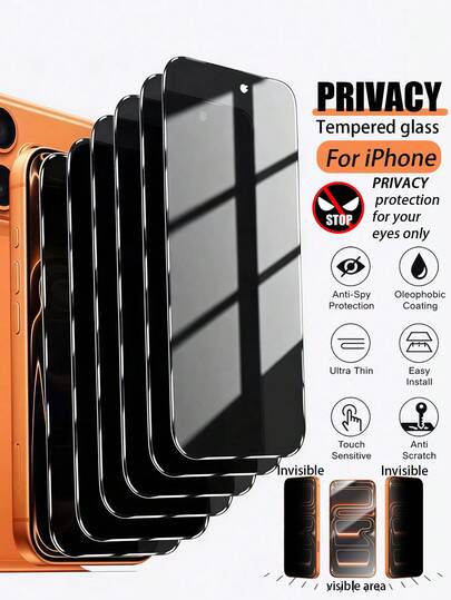Gorilla Hero 6pcs Anti-Peeping Screen Protector - Essential Anti-Peeping Screen Protector, Made Of High-Hardness Tempered Glass, Daily Use Anti-Collision And Scratch Resistant, Full Coverage Precise Cutout Design Without Blocking, No Case Interference And No Hand Injury, Home Office Daily Protection Phone Protector Film Compatible With IPhone17e/17 Promax/16 Promax/15 Promax/14 Promax/13 Promax/12 Proma/17 Pro/16 Pro/15pro/14 Pro/17air/16/15/14/13/12/11 And Other Series.