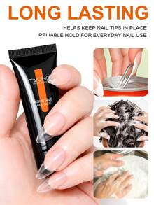 TWOING 3pcs/1pc 15ml Semi-Solid Nail Tips Glue Gel For False Nails, Press-On Tips, Rhinestones & Resin Gems, Long-Lasting Home Nail Art, UV/LED Lamp Required - 15ml - View 8