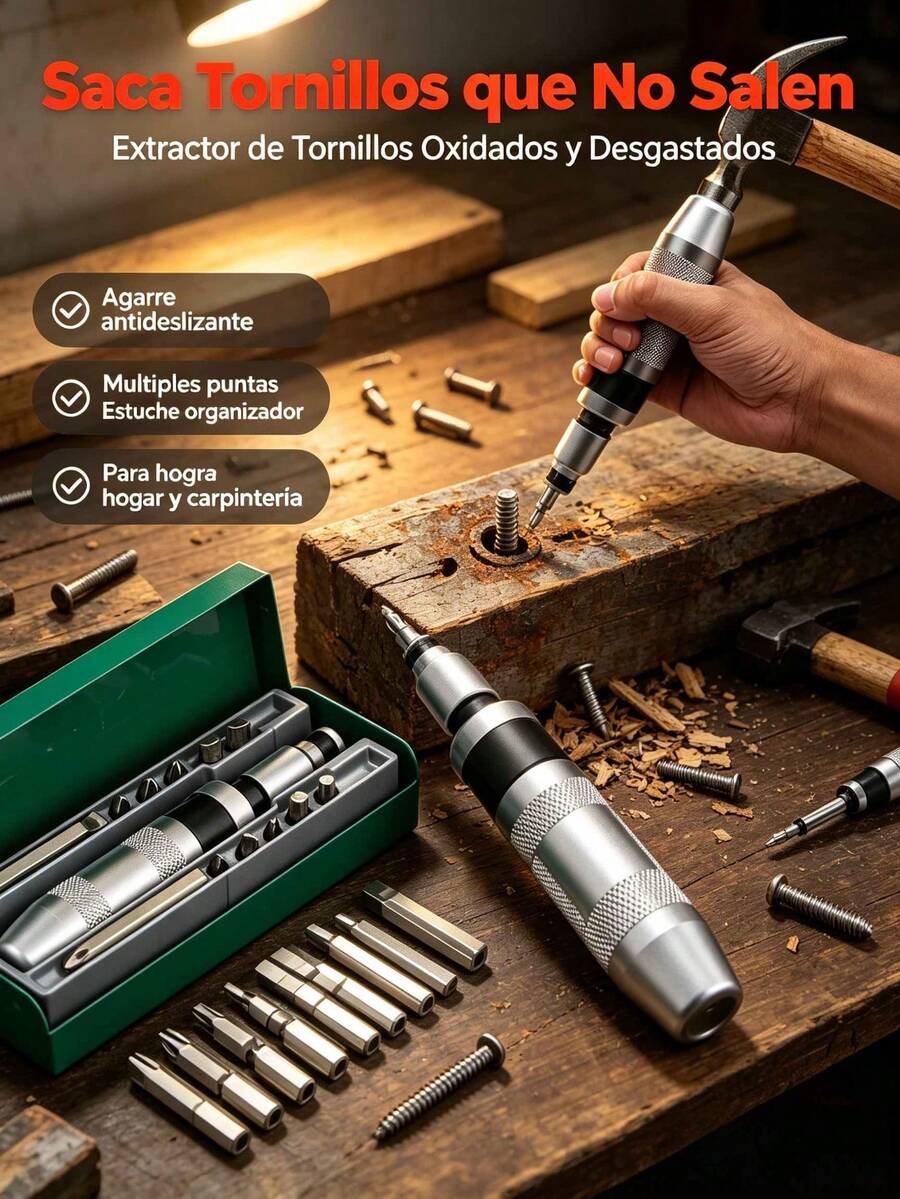 MEFENY Juego Destornillador de Impacto 13 Piezas Multiusos en Caja Metálica, Destornillador Eléctrico Inalámbrico con Puntas Cincel, Carraca Hex Torx Resistente para Tuercas, Kit Multiherramienta para Reparación Automóvil, Construcción y Reformas del Hogar